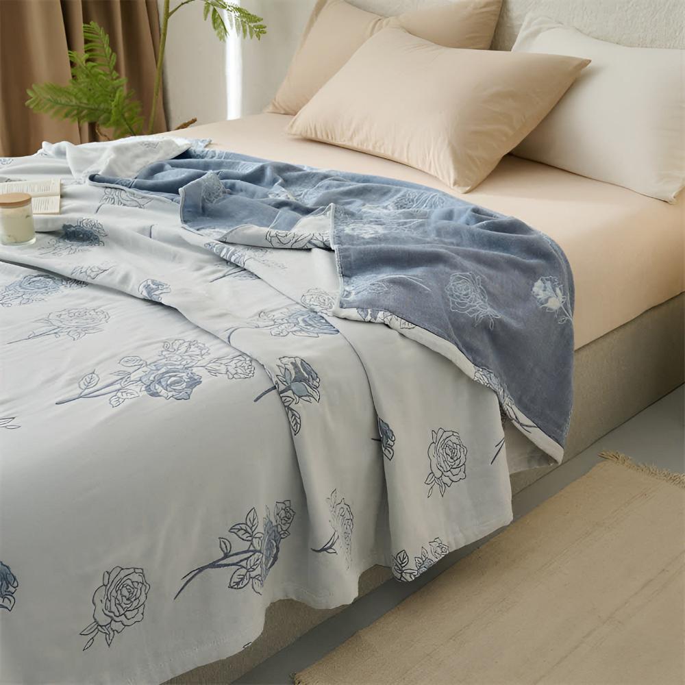 Serenity Rose Cotton Throw Blanket