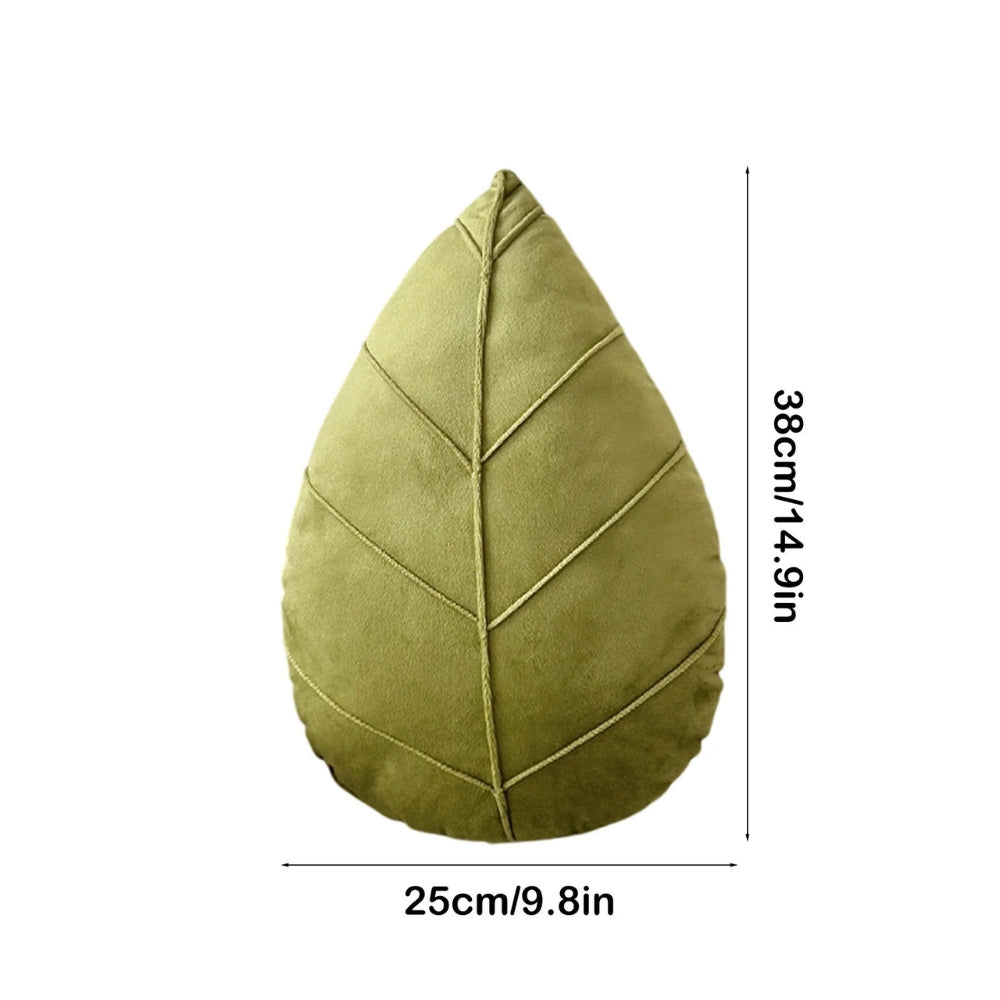 Verdant Flourish Leaf Shaped Cushion