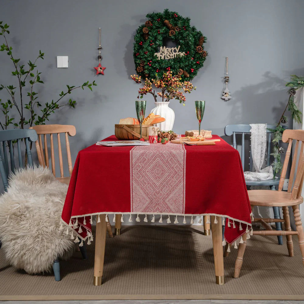 Glisstra Geometric Tassel Tablecloth
