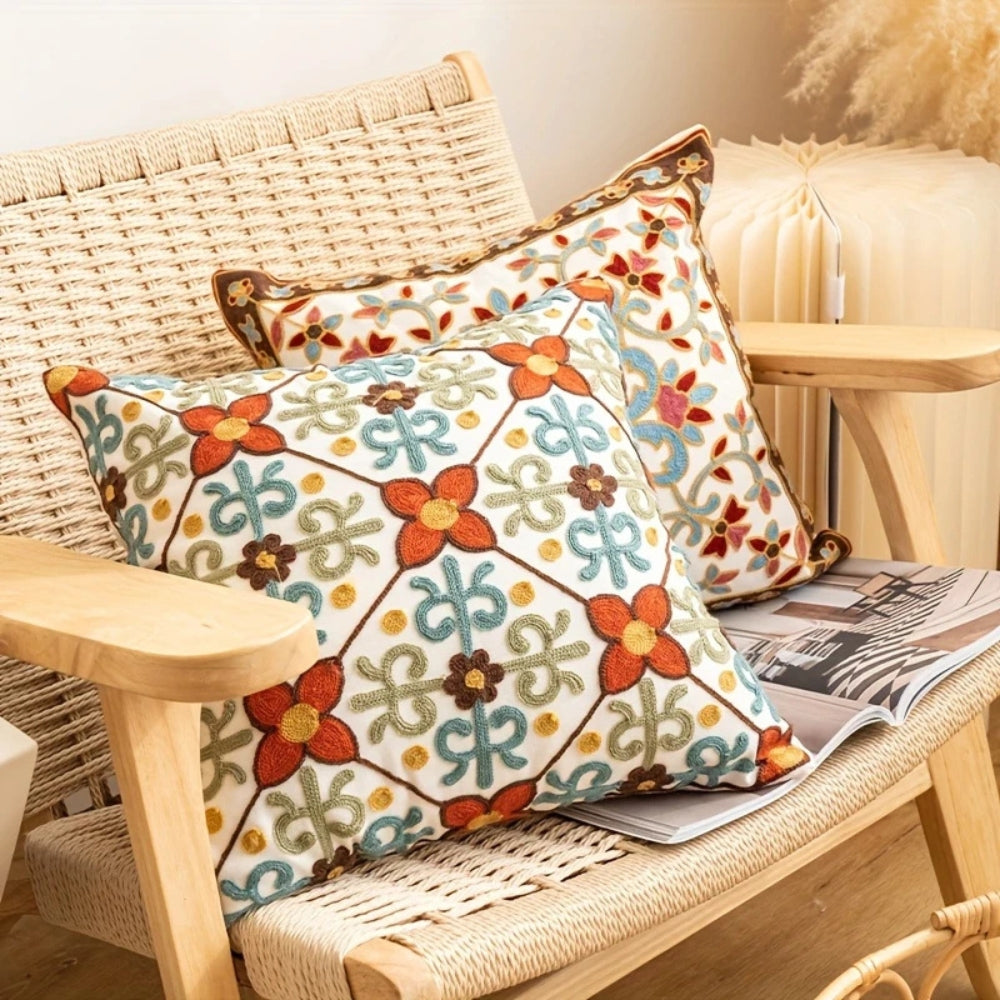 Aurae Embroidered Vintage Cushion Cover