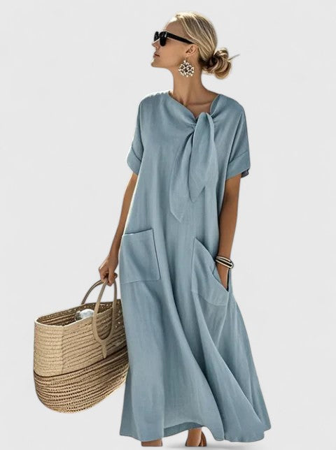 Susie | Women's Elegant Summer Maxi Dress with Neck Tie