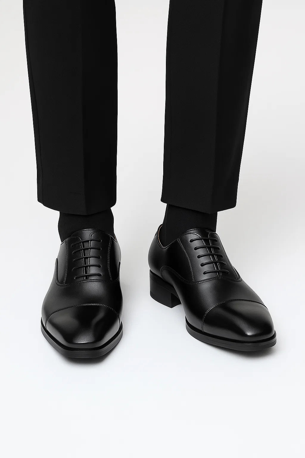 David | Men's Black Dress Shoes Genuine Leather Derby