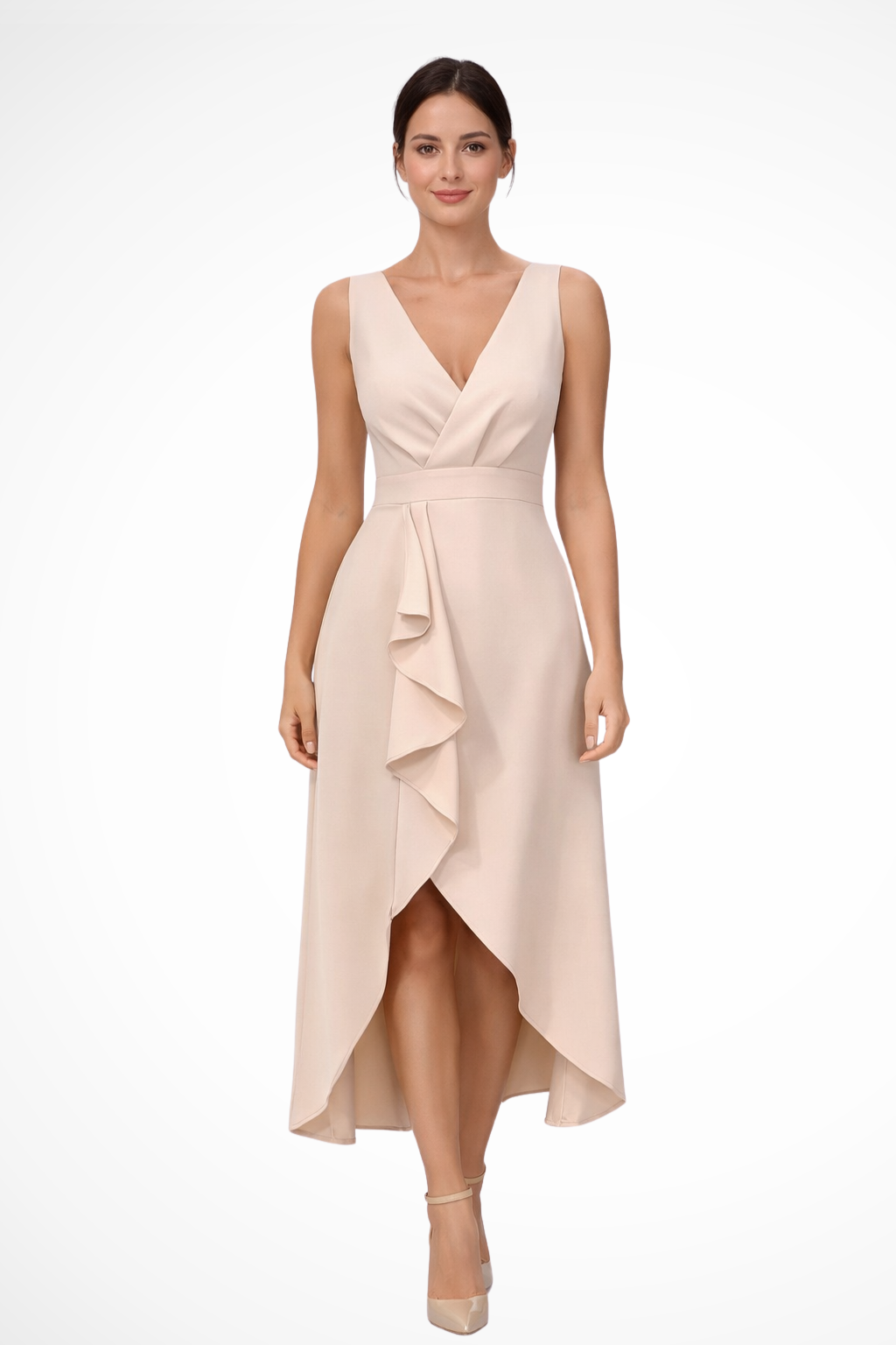 Elena | Women's Midi Wrap Dress with Asymmetric Hem