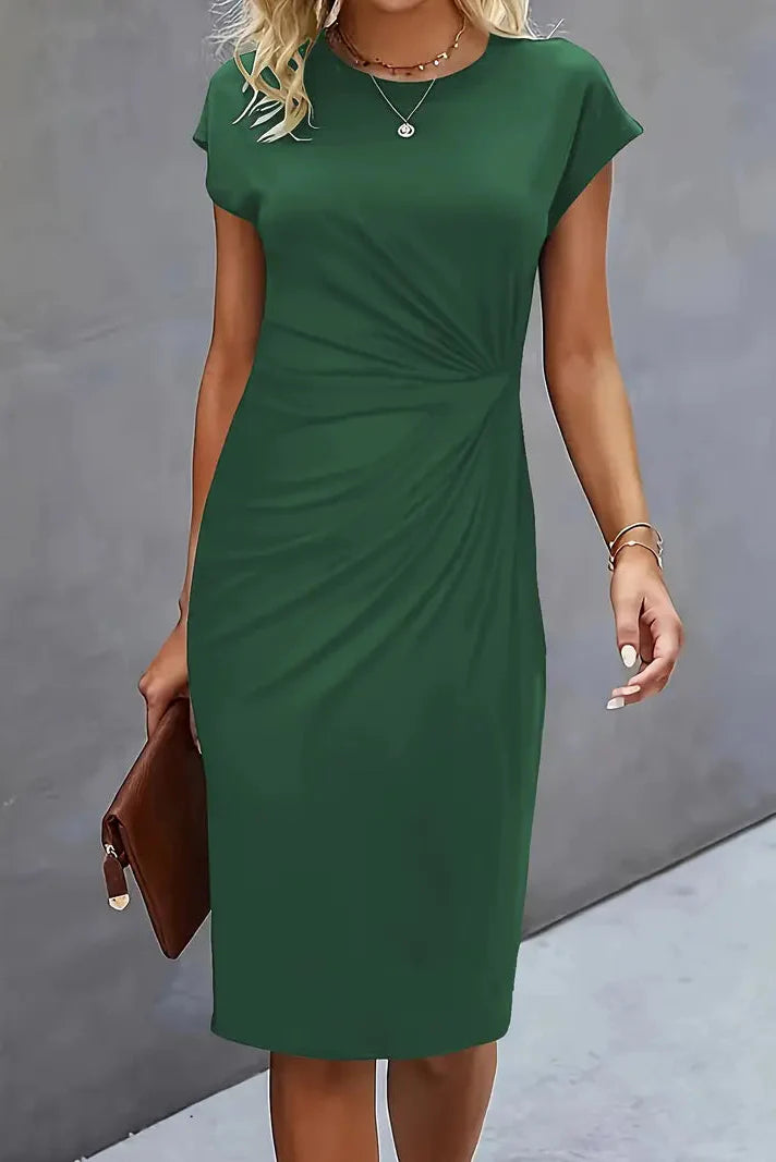 WOMEN’S PROM DRESS | RUCHED MIDI EVENING OUTFIT