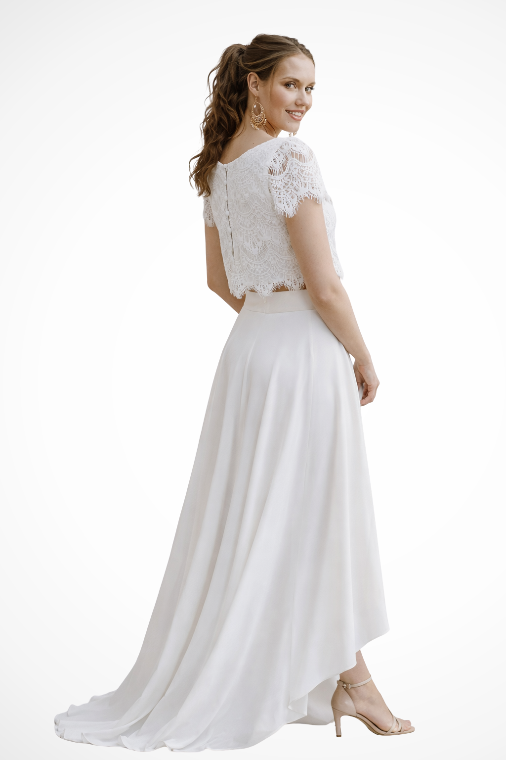 Trisha | Women's Lace Crop Top Maxi Skirt Set