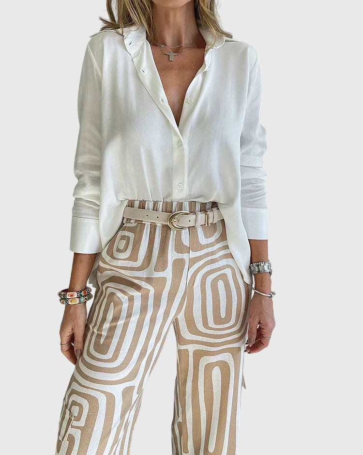 Ella | Women's Tailored Pants Set with Blouse and Belt