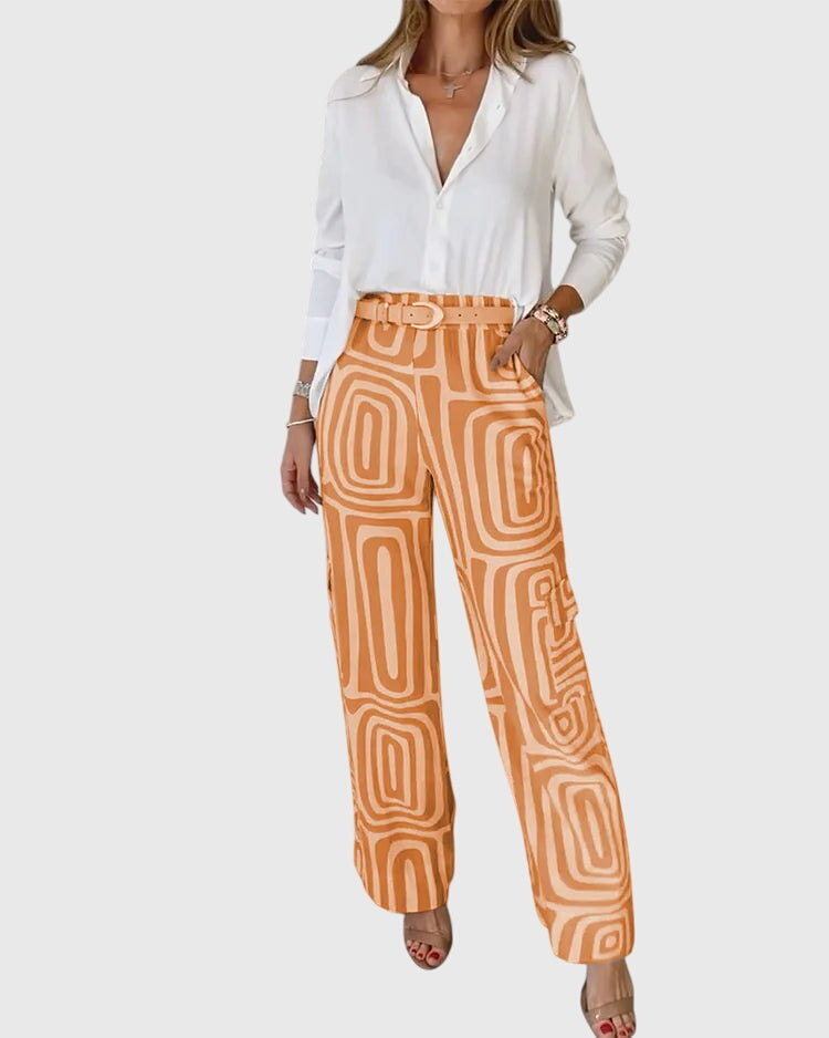 Ella | Women's Tailored Pants Set with Blouse and Belt