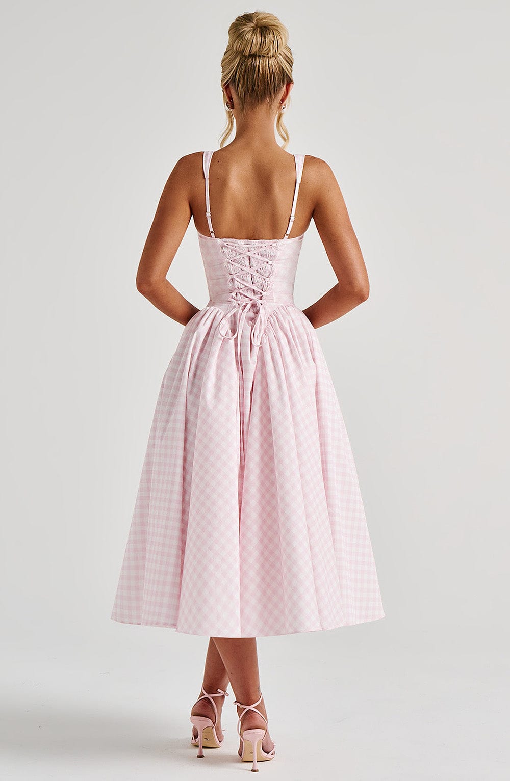 Grace | Women's Gingham Midi Dress with Adjustable Straps