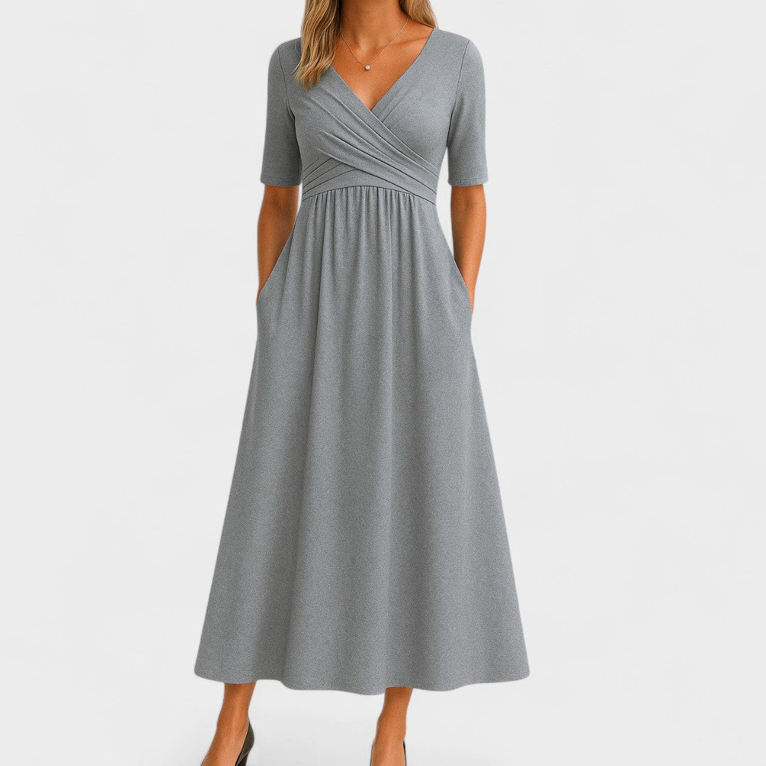 Ivy | Women's Elegant Midi Dress with Pockets