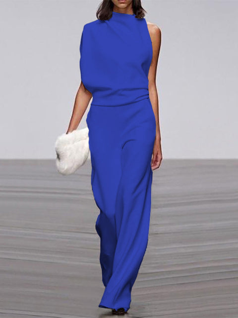 Arielle | Elegant Sleeveless Draped Wide-Leg Jumpsuit