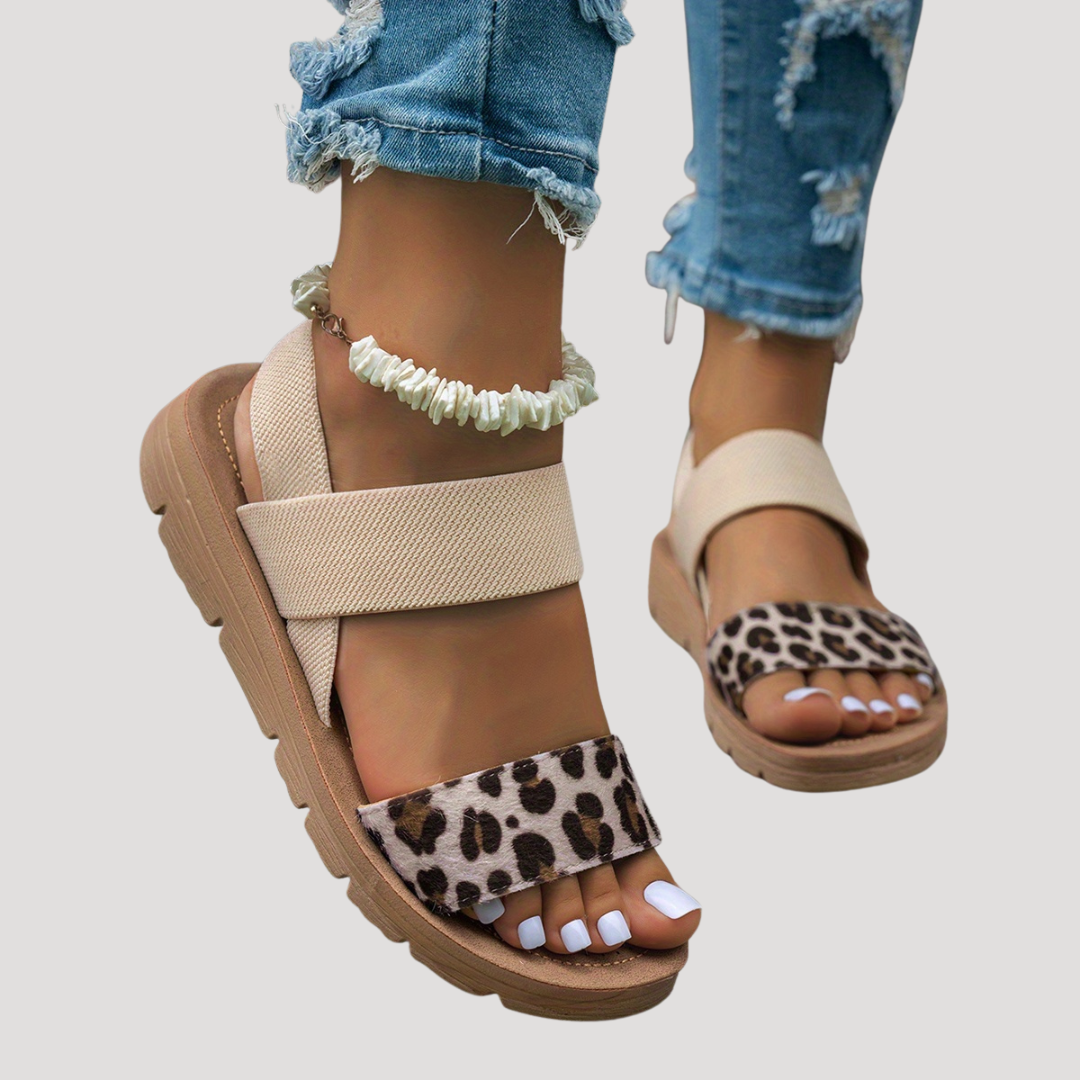 Amelia | Women's Leopard Print Cross Strap Sandals