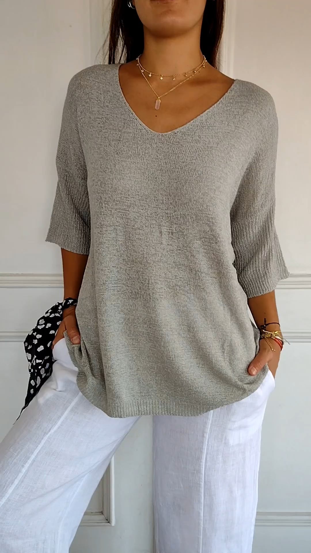 Knit Top Women - Breathable V-Neck Knit Top