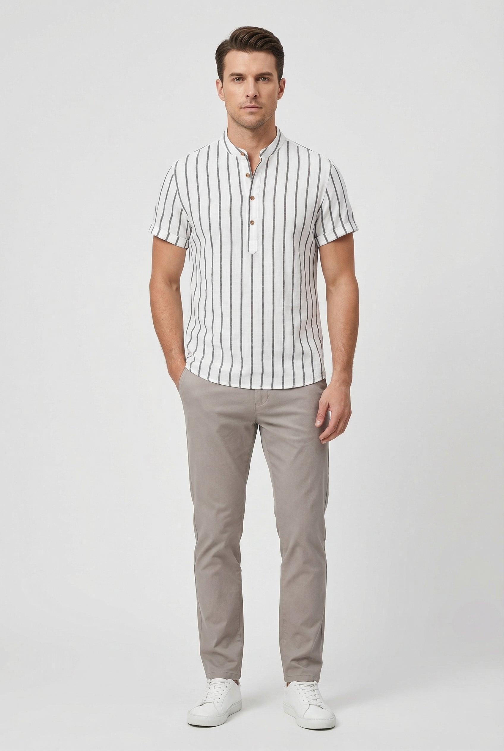 Dylan | Men's Cotton Striped Short Sleeve Shirt