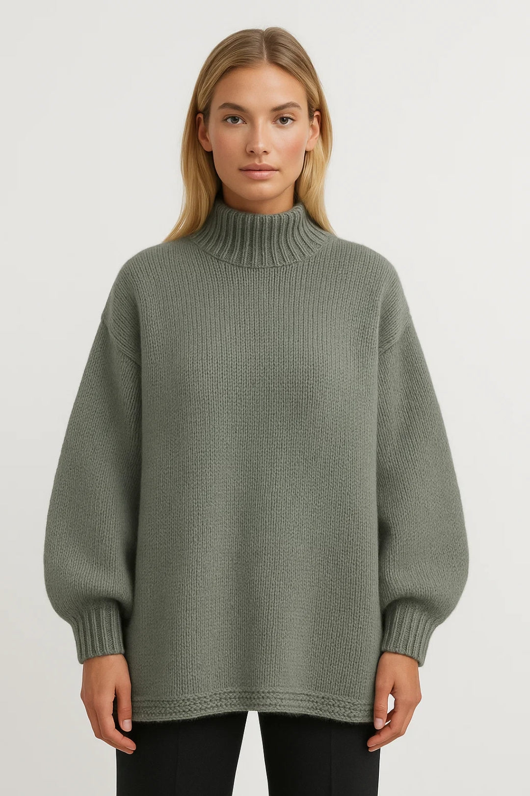 Sweater Women - Oversized Chunky Winter Sweater with Turtleneck