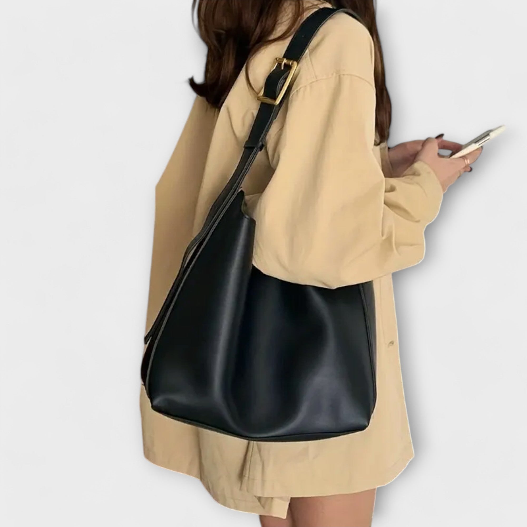 Olivia Collection | Black Shoulder Bag with Wide Strap | Elegant Design for Everyday Use
