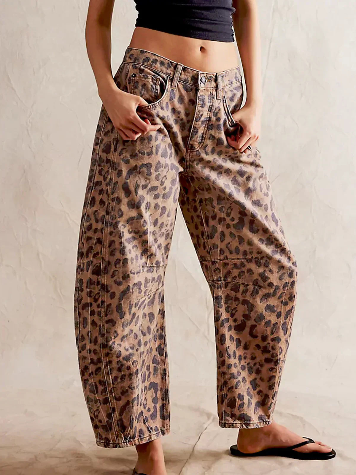 Whitney | Women's Wide Leg Leopard Print Jeans