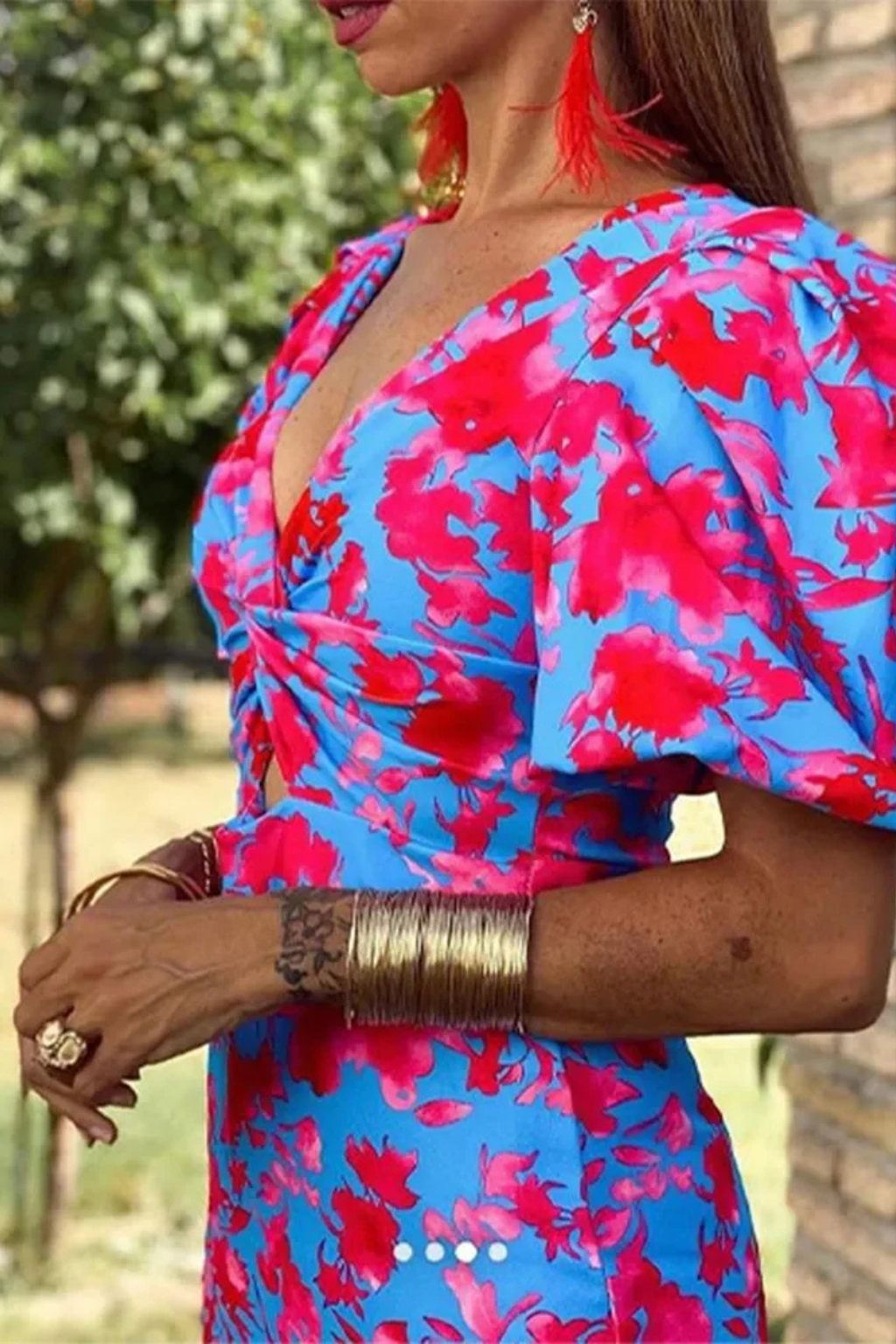 Nicolette | Women's Floral Puff Sleeve Midi Dress