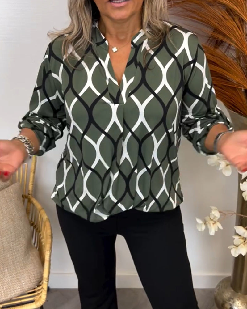CHRISTABEL | CASUAL LONG-SLEEVE PATTERNED BLOUSE