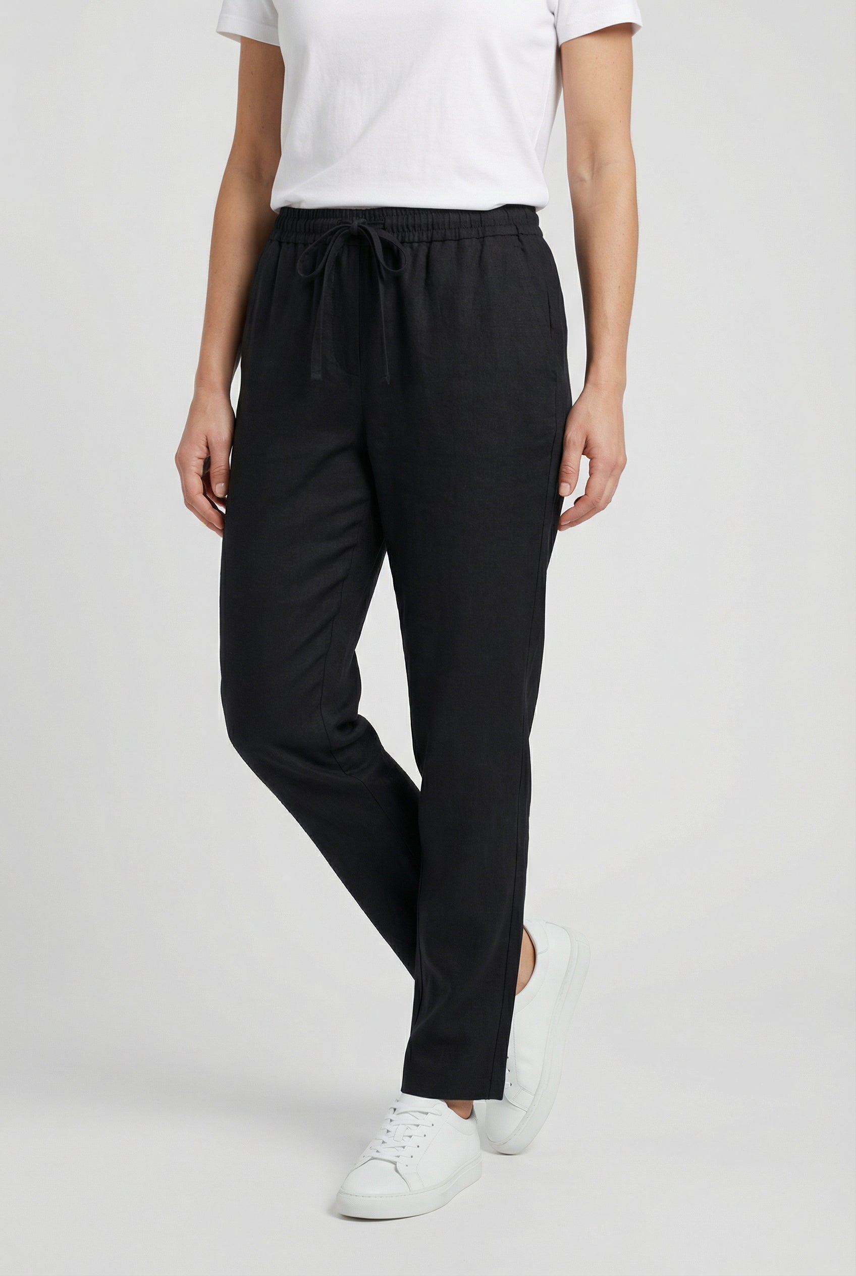 Women’s Linen Trousers Elastic Waist Drawstring Casual