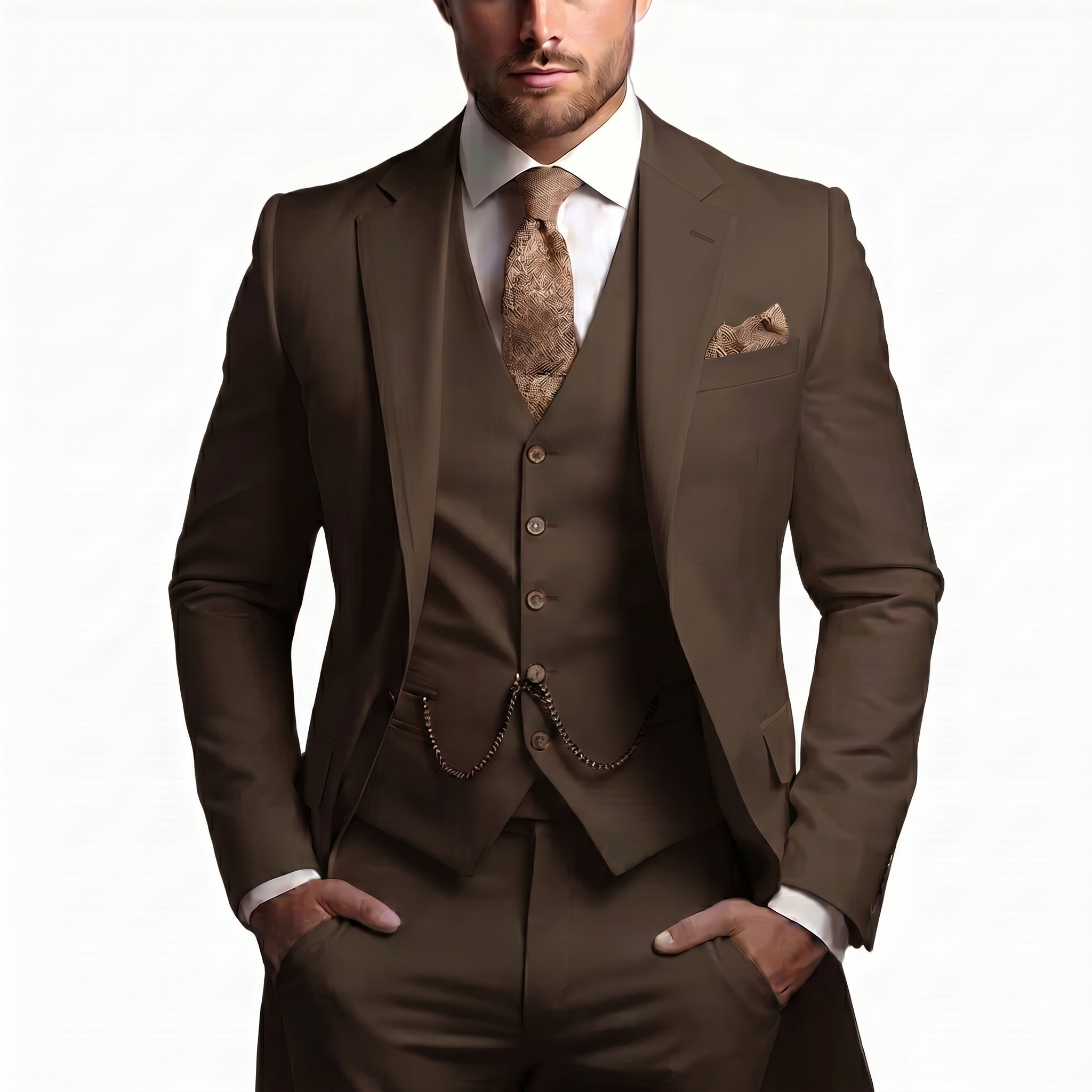 Drovian | Men’s Three-Piece Suit with tailored cut and delicate accents