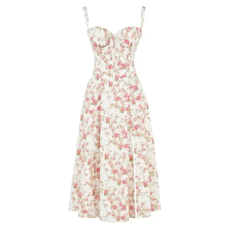 BUSTIER PARTY DRESS | STRUCTURED CORSET STYLE WITH FRONT SLIT