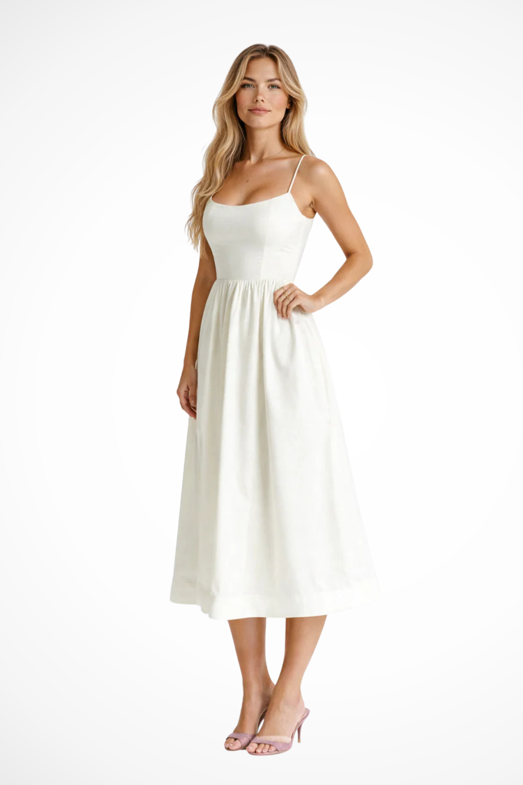 Darla | Women's A-Line Midi Dress with Slim Straps