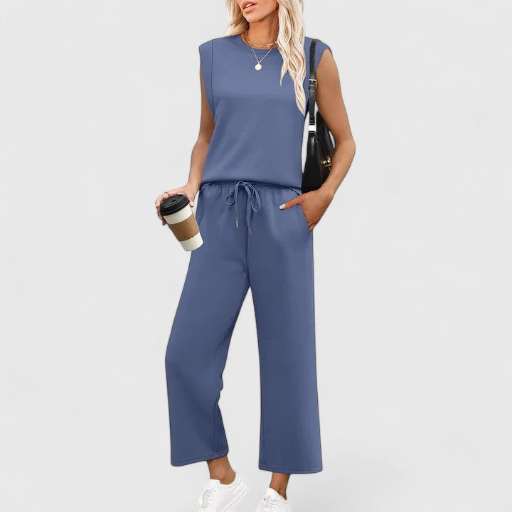 Ava | Women's Elegant Two-Piece Set with Wide-Leg Pants