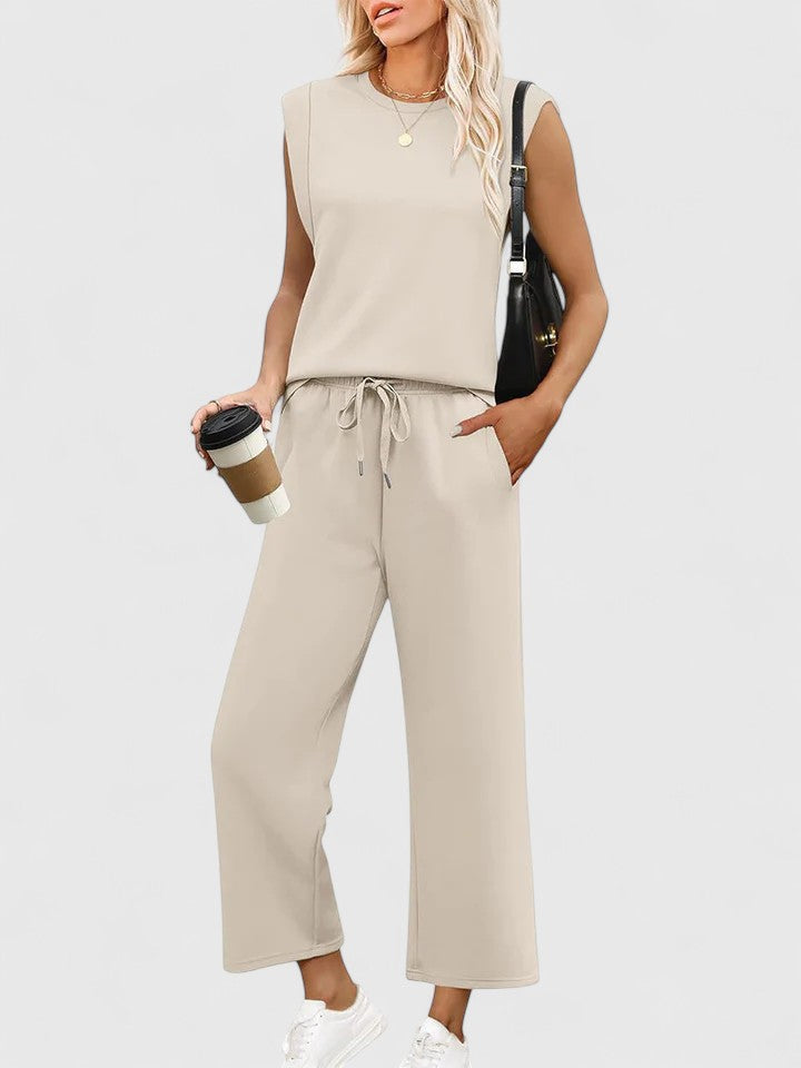 Ava | Women's Elegant Two-Piece Set with Wide-Leg Pants