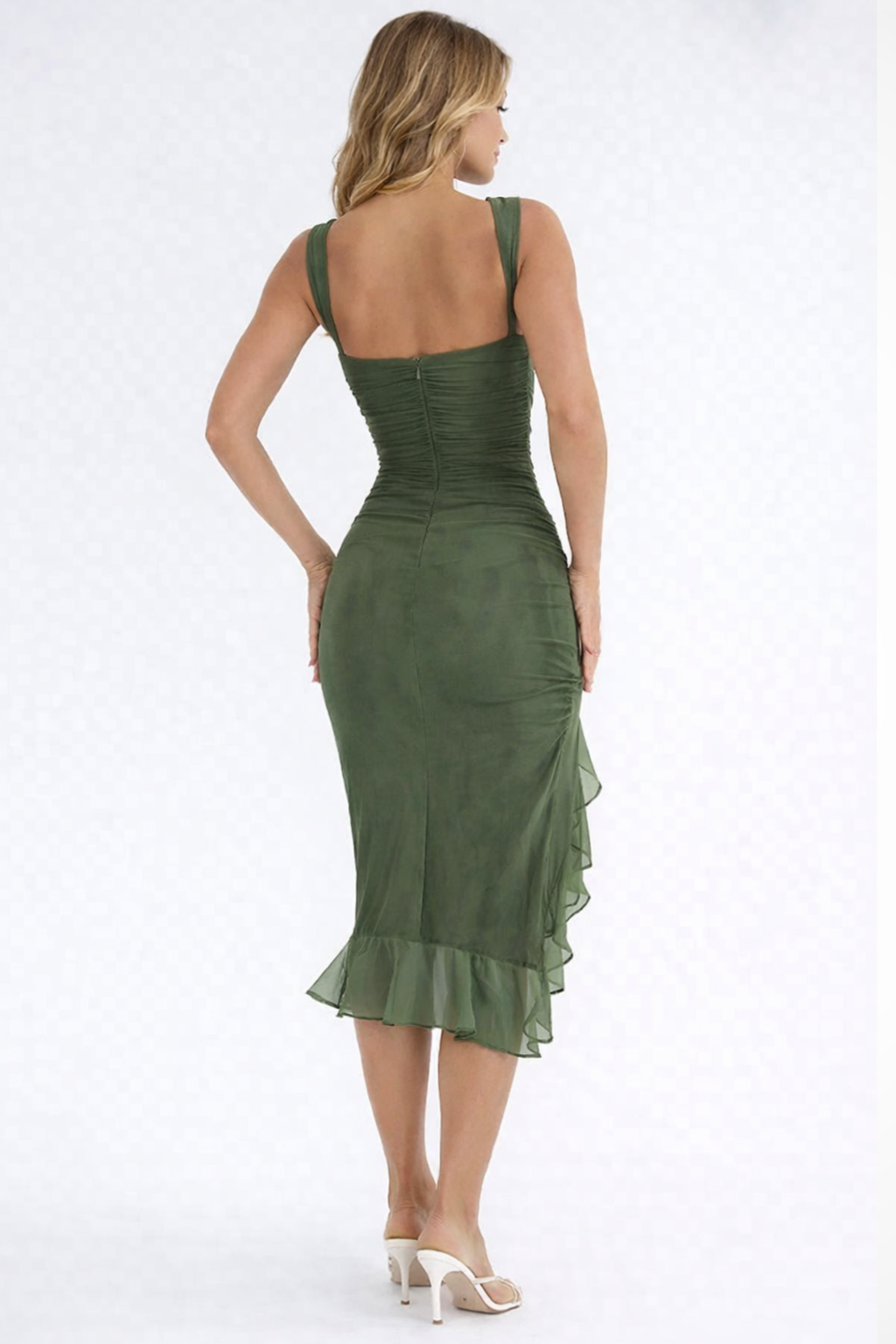 Violet | Women's Ruched Sleeveless Midi Dress