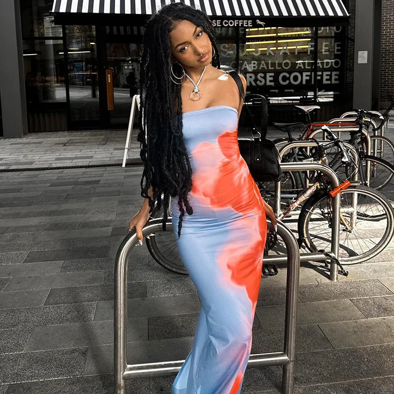 Zelda | Women's Strapless Printed Maxi Dress