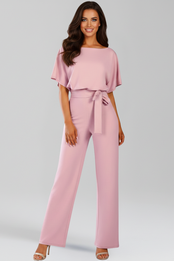 Gail | Women's Jumpsuit Tie-Belt Wide-Leg Design