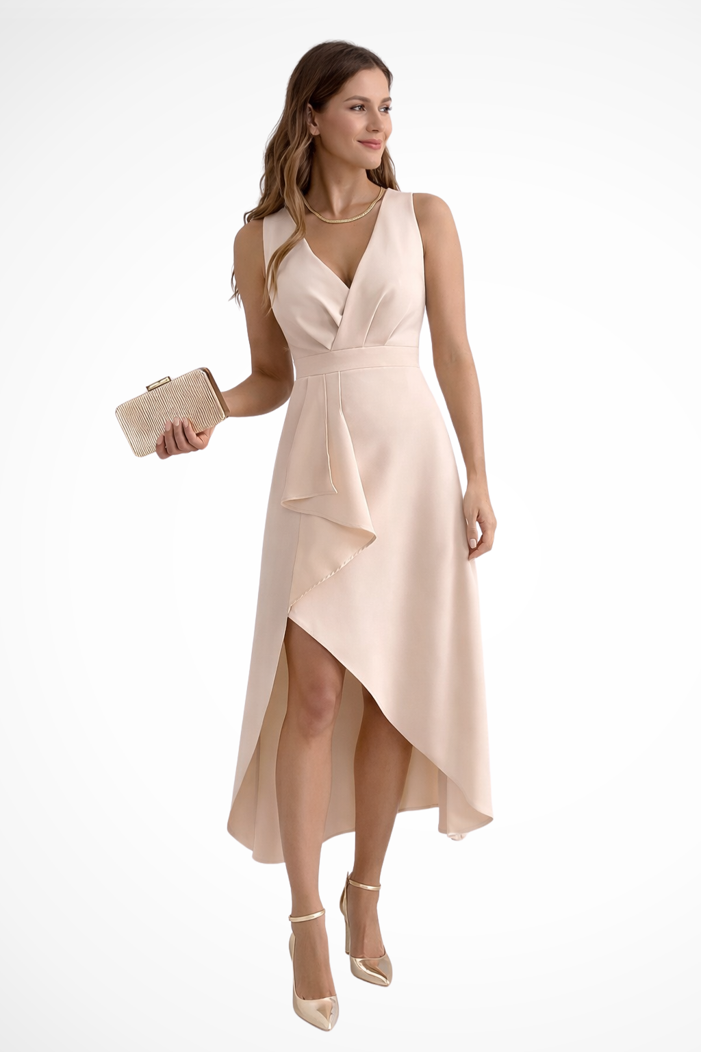 Elena | Women's Midi Wrap Dress with Asymmetric Hem