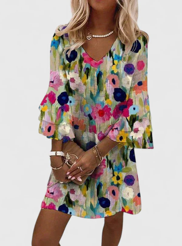 Ella | Women's Floral V-Neck Mini Dress