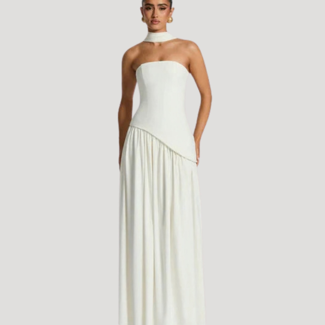 Maureen | Women's Formal Strapless Pleated Maxi Dress