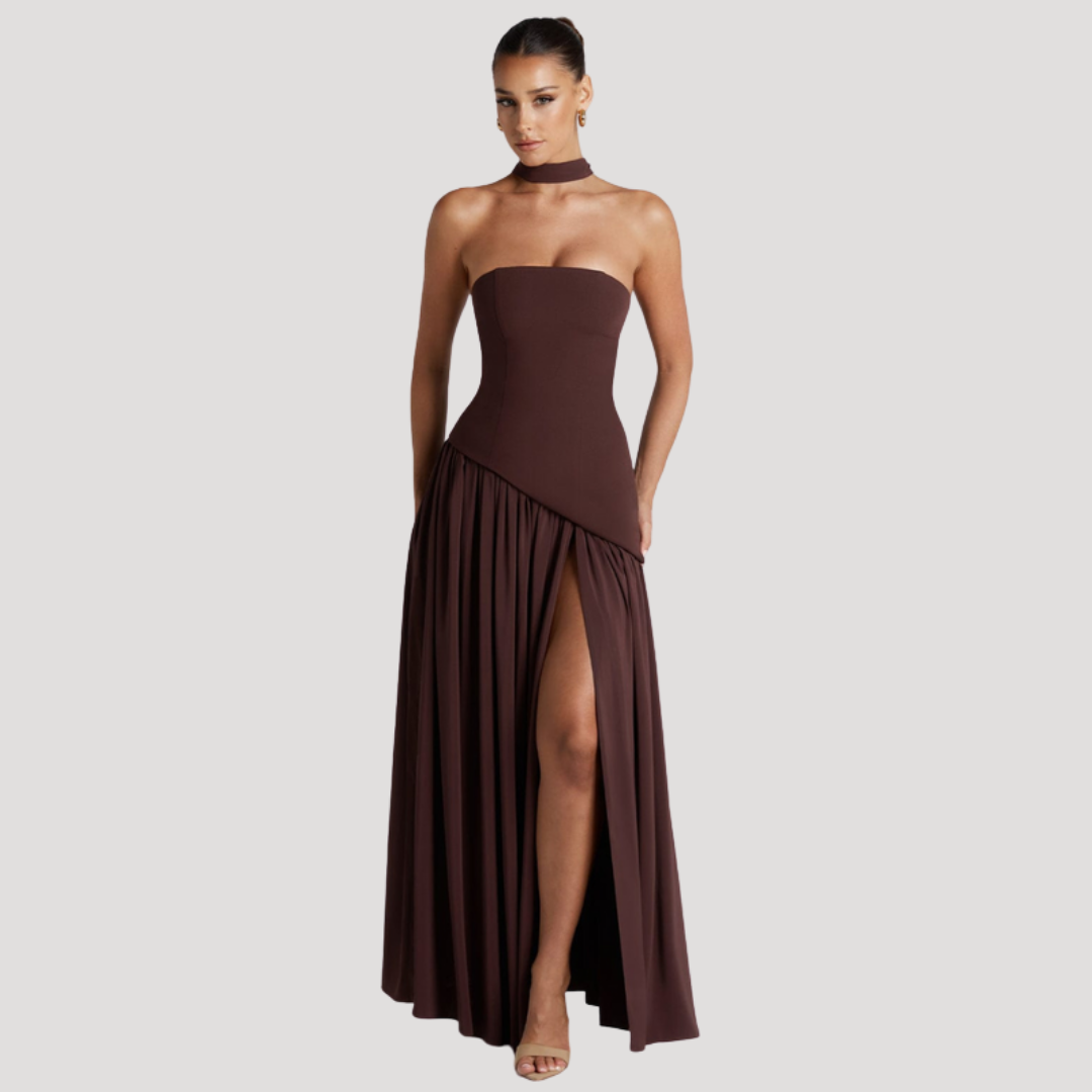 Maureen | Women's Formal Strapless Pleated Maxi Dress