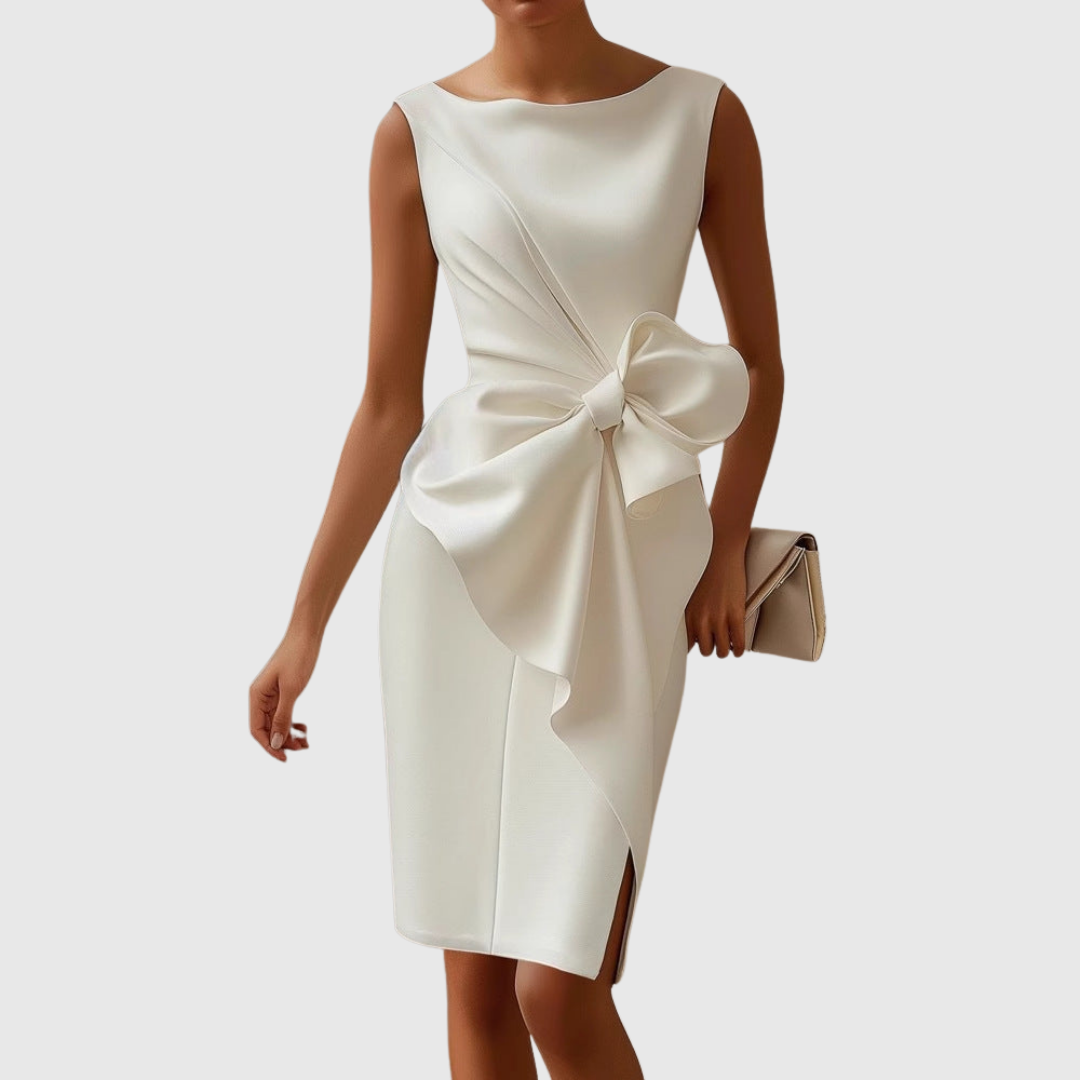 Ella | Women's Midi Dress with Side Bow Detail