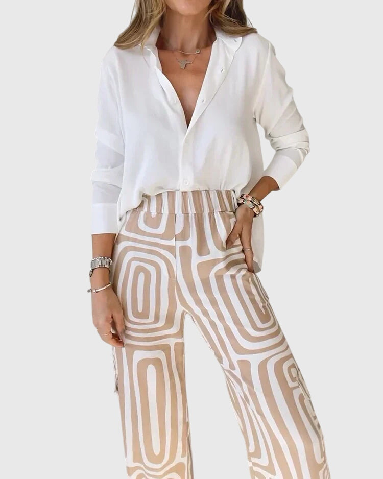 Ella | Women's Tailored Pants Set with Blouse and Belt