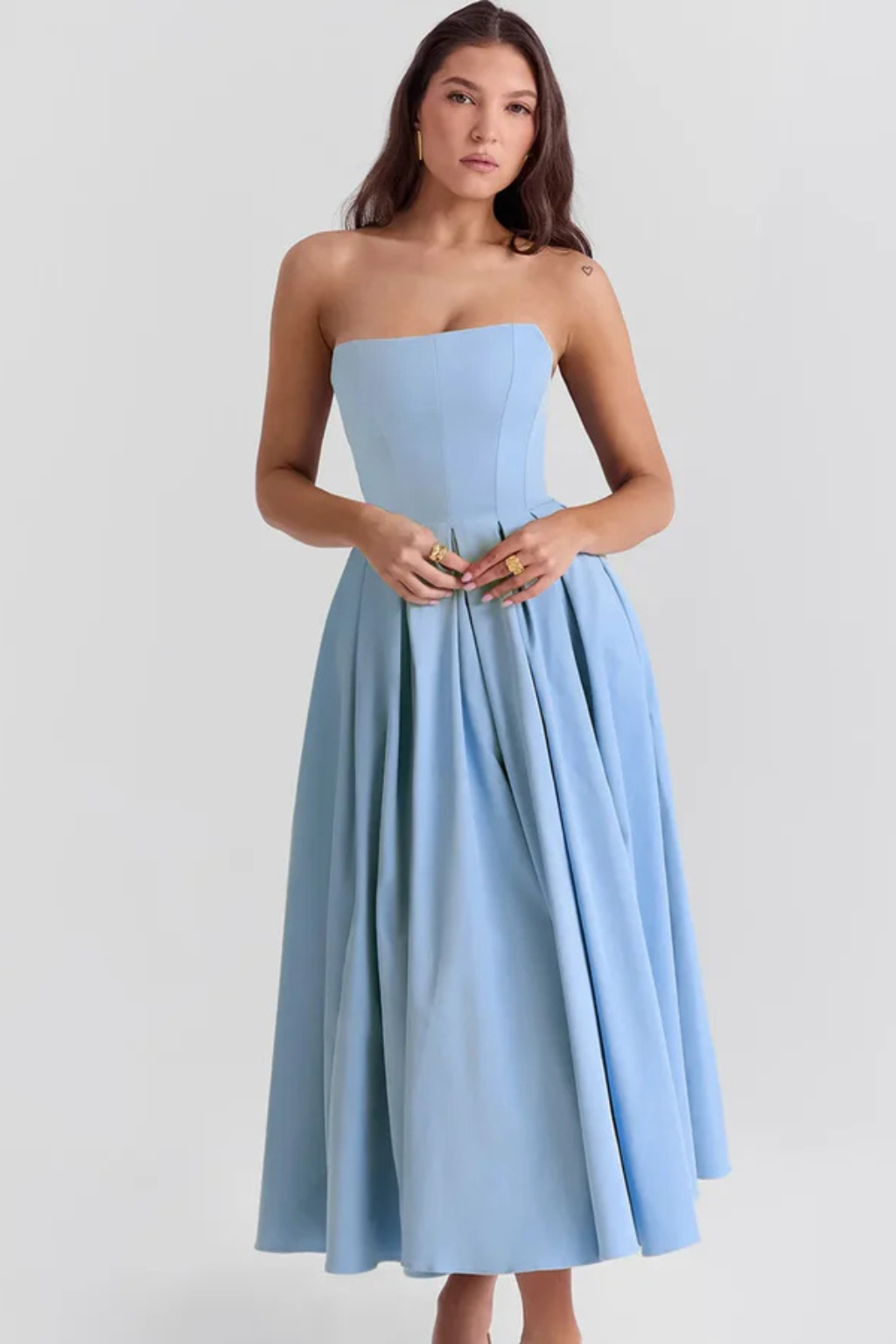 Denise | Women's Formal Strapless Corset Midi Dress