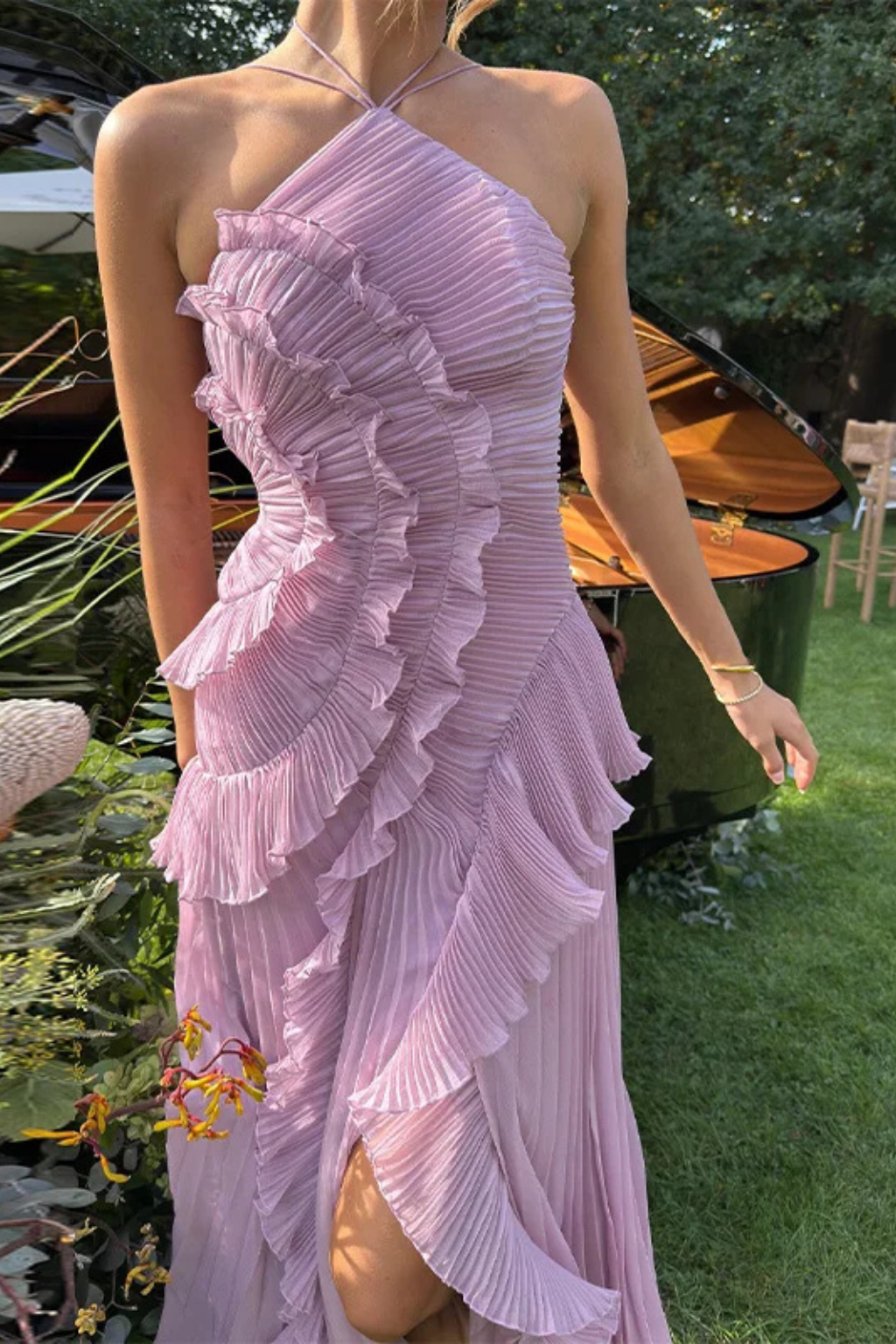 Imogen | Women's Ruffled Halter Maxi Dress