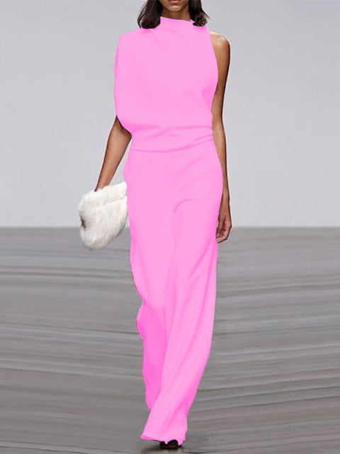 Arielle | Elegant Sleeveless Draped Wide-Leg Jumpsuit