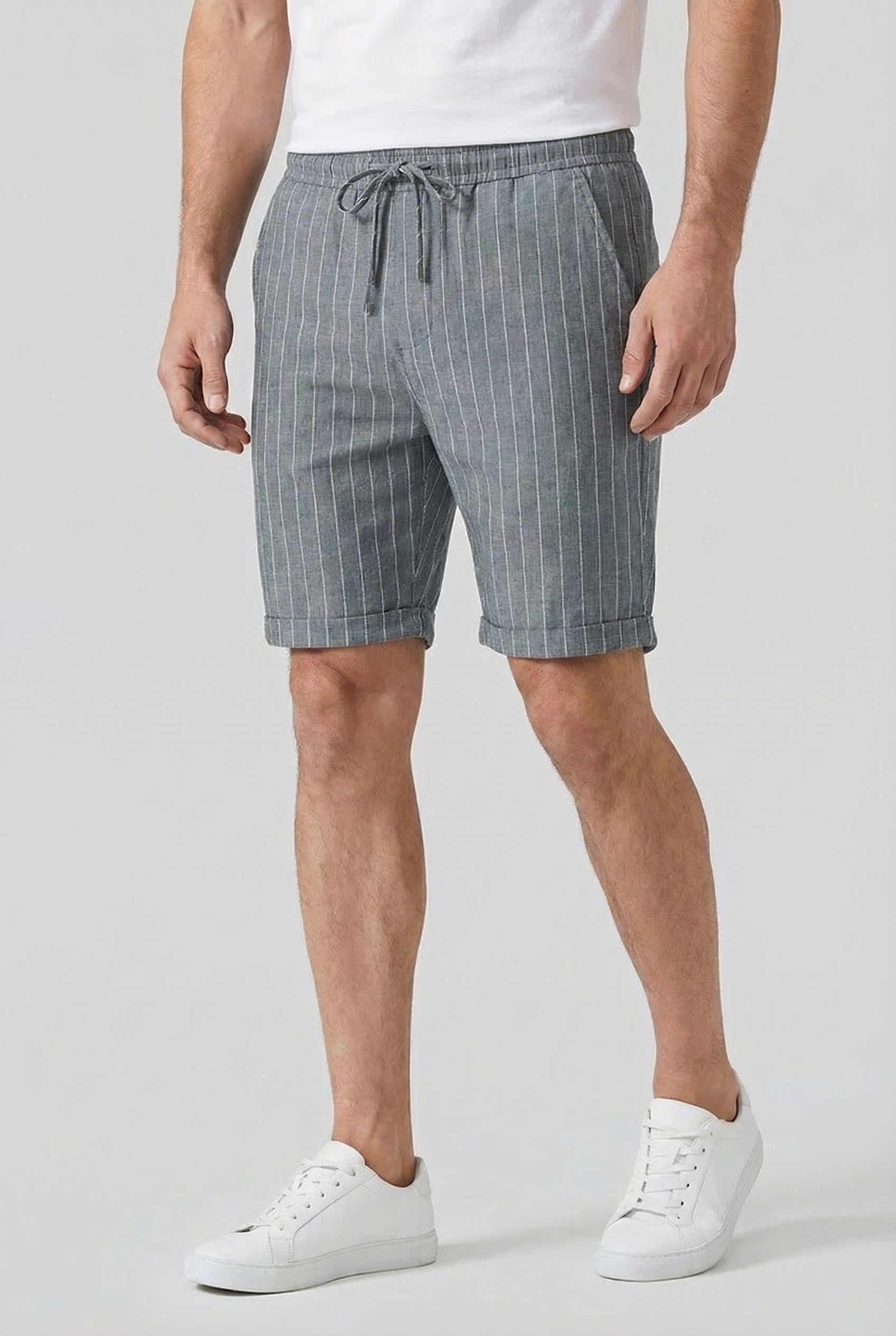 Wayne | Men's Linen-Blend Pinstripe Shorts