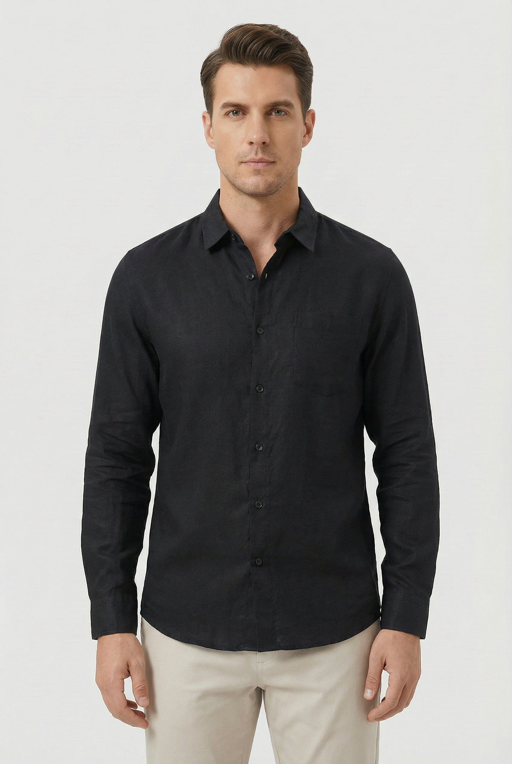 Jonathan | Men's Linen Long Sleeve Relaxed Shirt