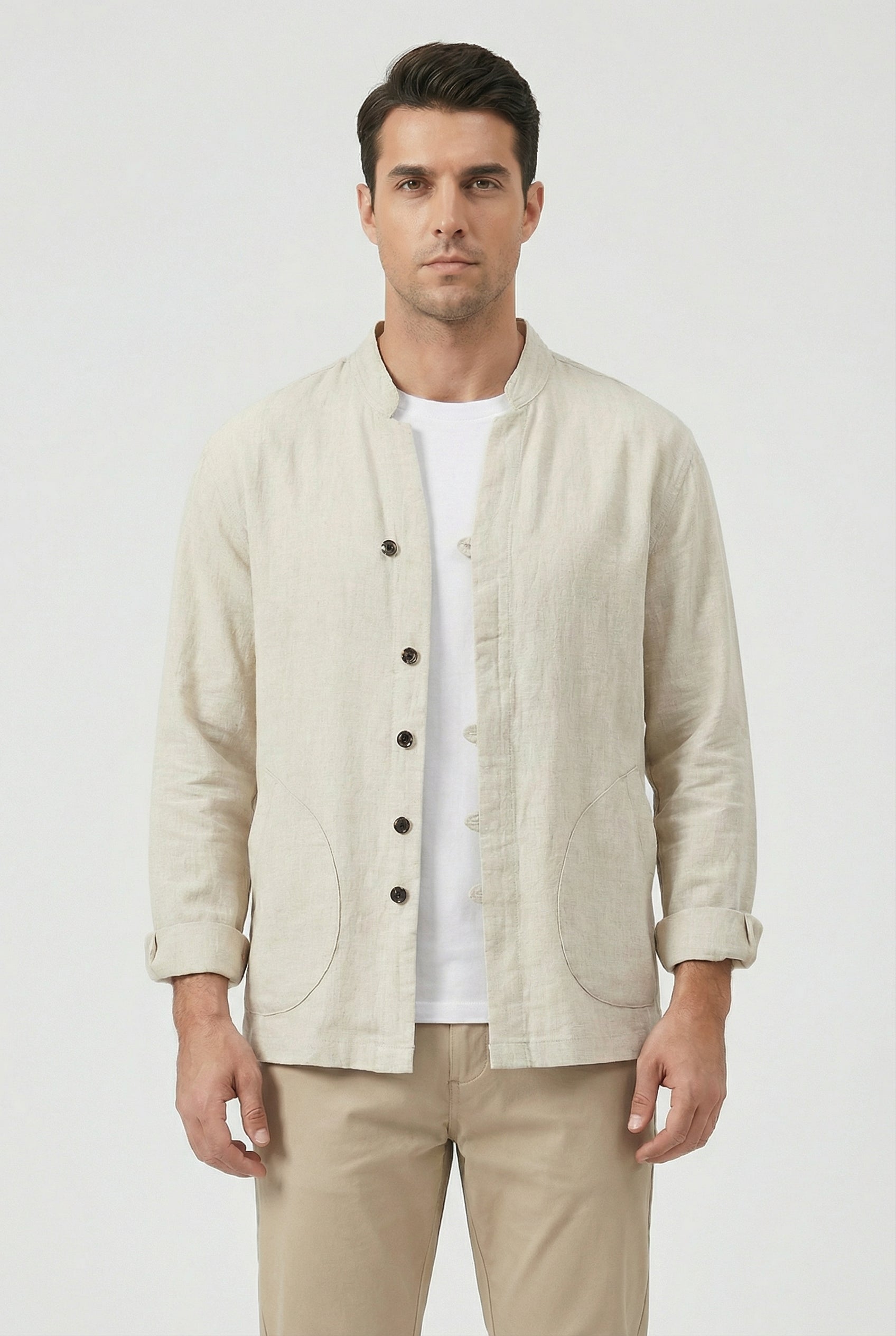 Isaac | Men's Linen Long Sleeve Shirt Jacket