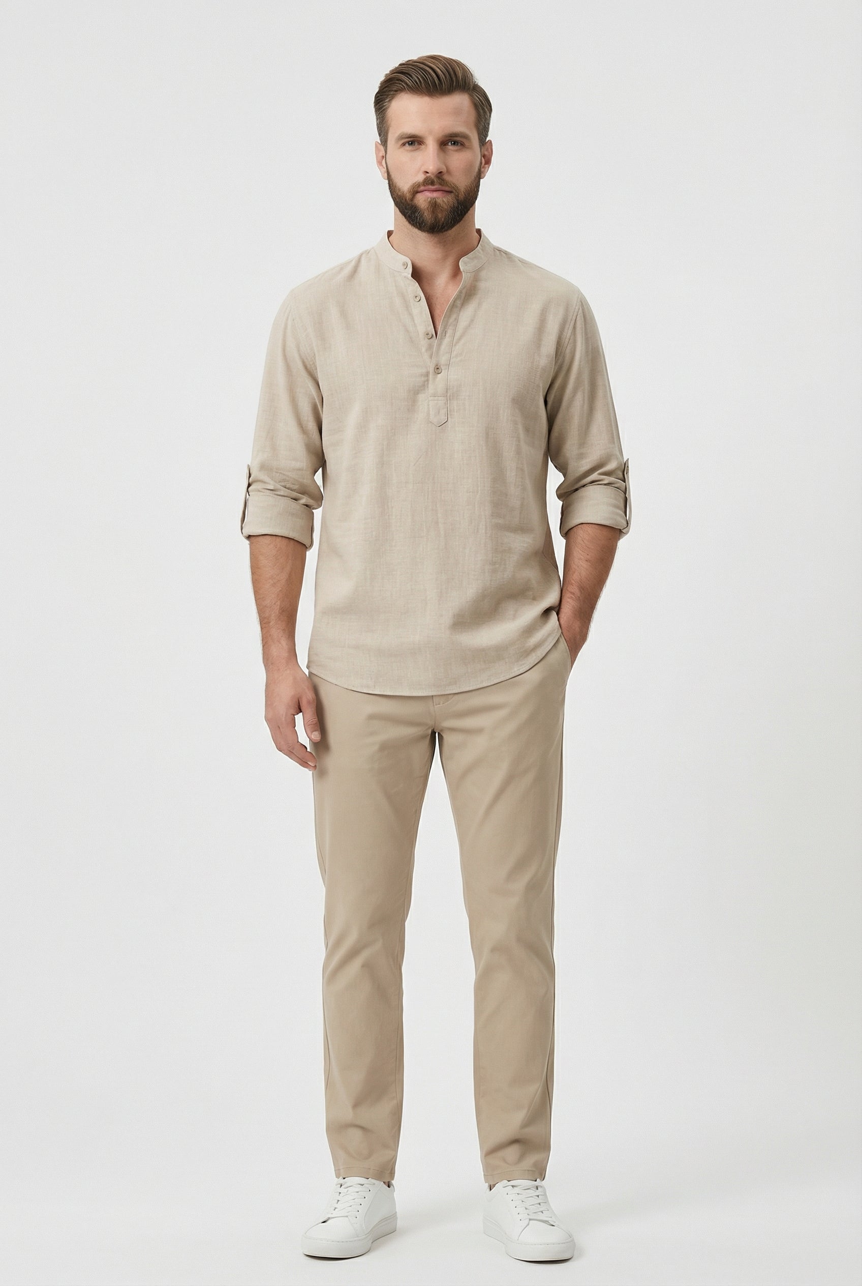 Robert | Men's Linen Rolled-Up Sleeve Summer Shirt