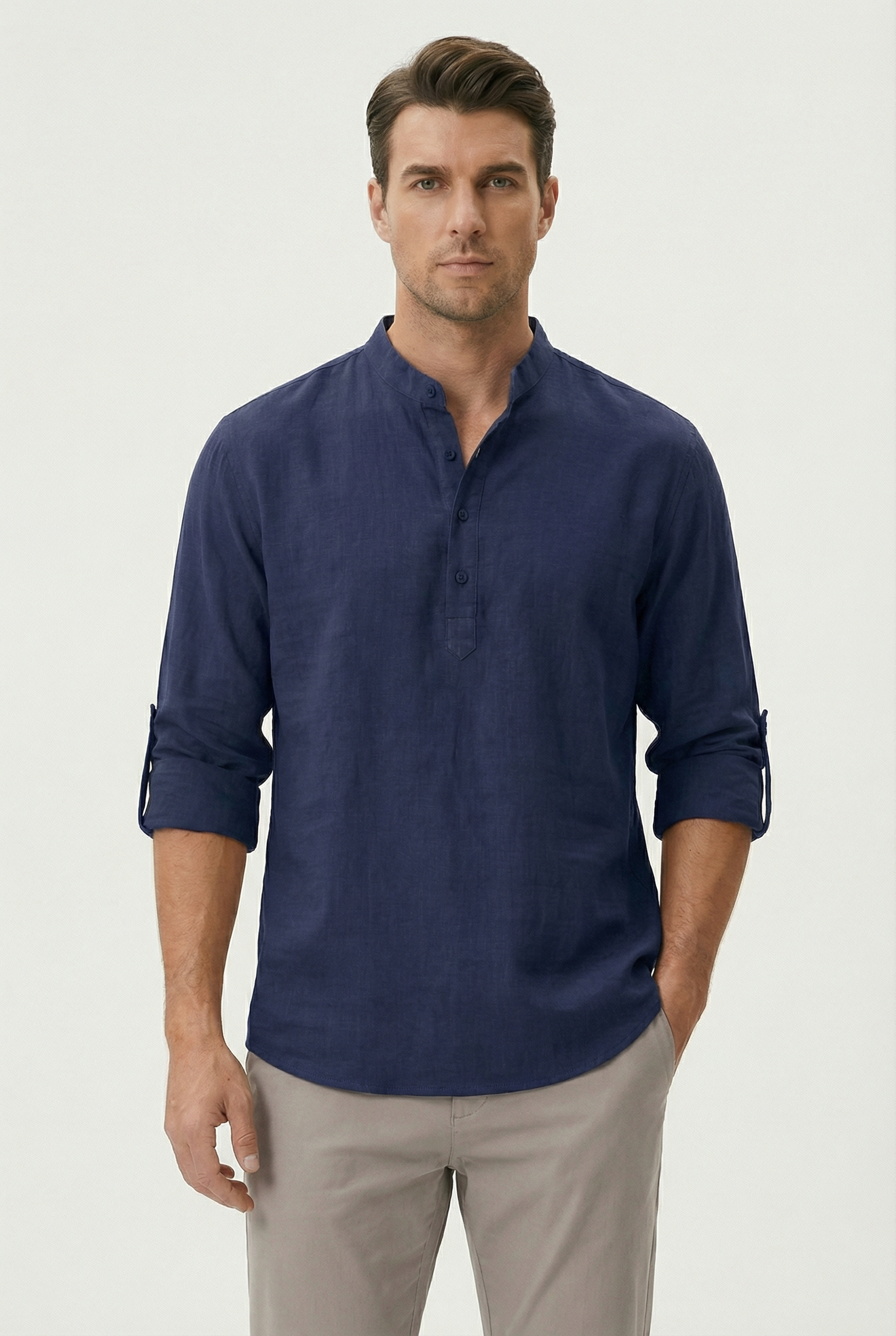 Robert | Men's Linen Rolled-Up Sleeve Summer Shirt
