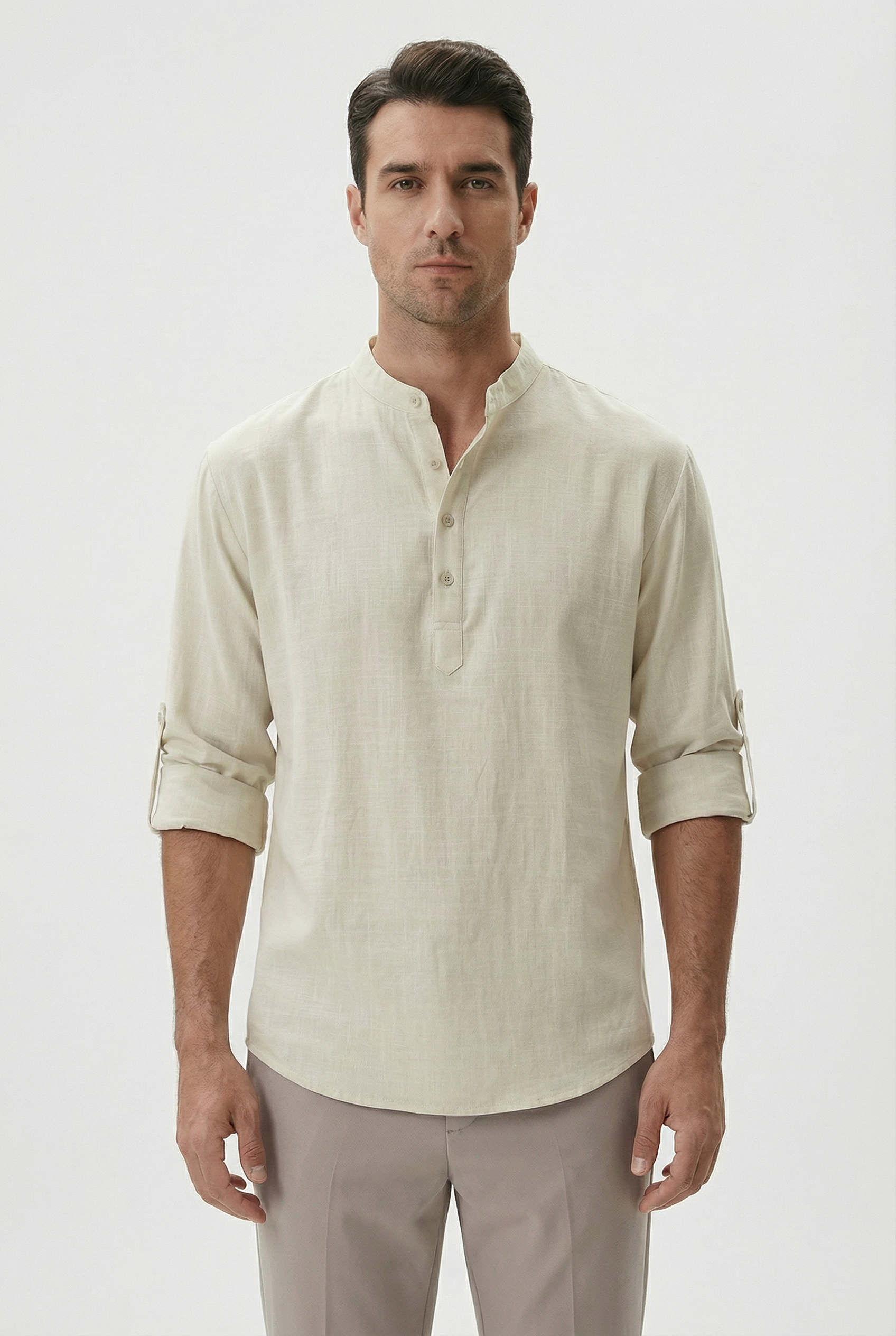 Robert | Men's Linen Rolled-Up Sleeve Summer Shirt