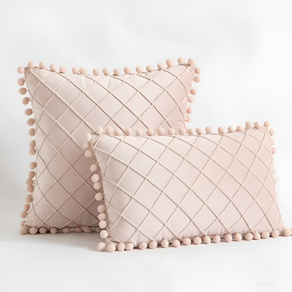 Quilted Luxe Cushion Cover with Pom