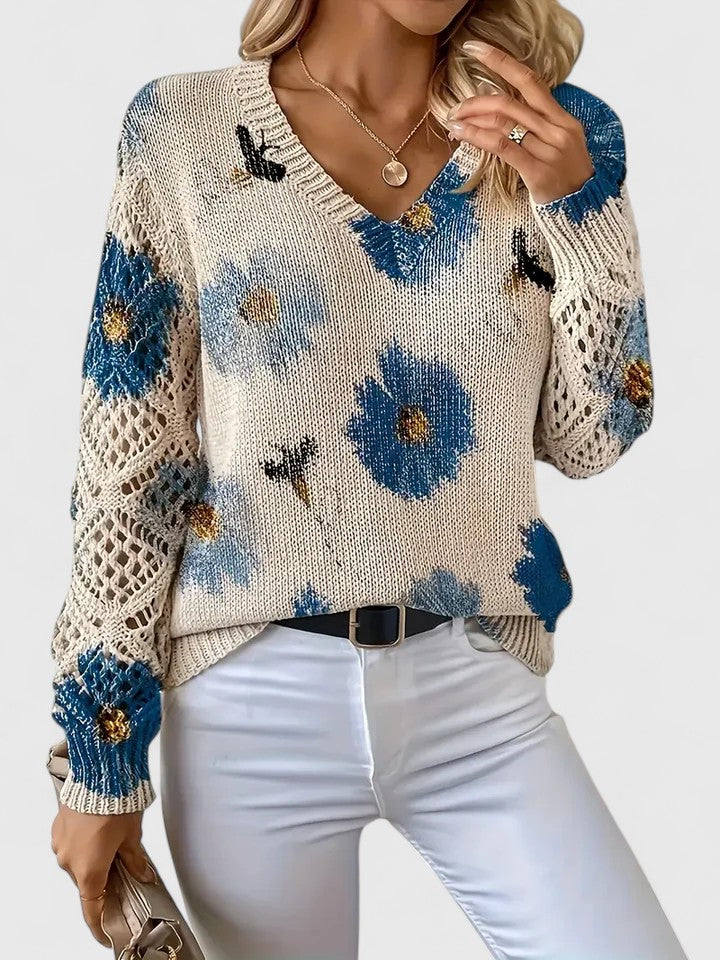 Lila | Women's Floral Knit Cardigan with V Neckline