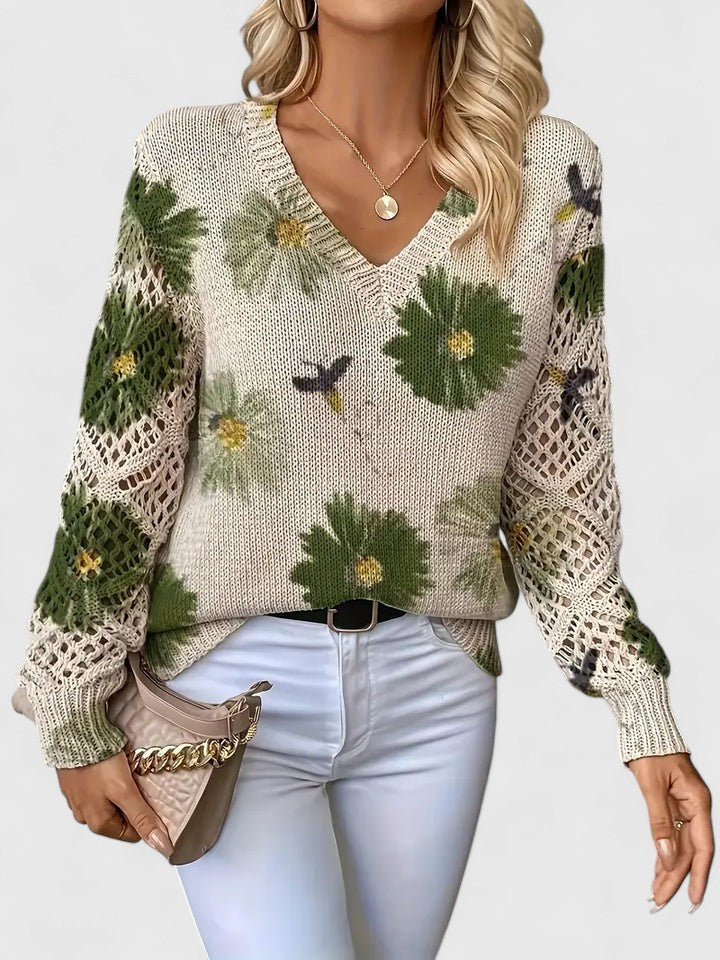 Lila | Women's Floral Knit Cardigan with V Neckline