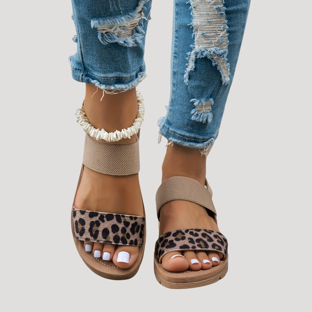 Amelia | Women's Leopard Print Cross Strap Sandals
